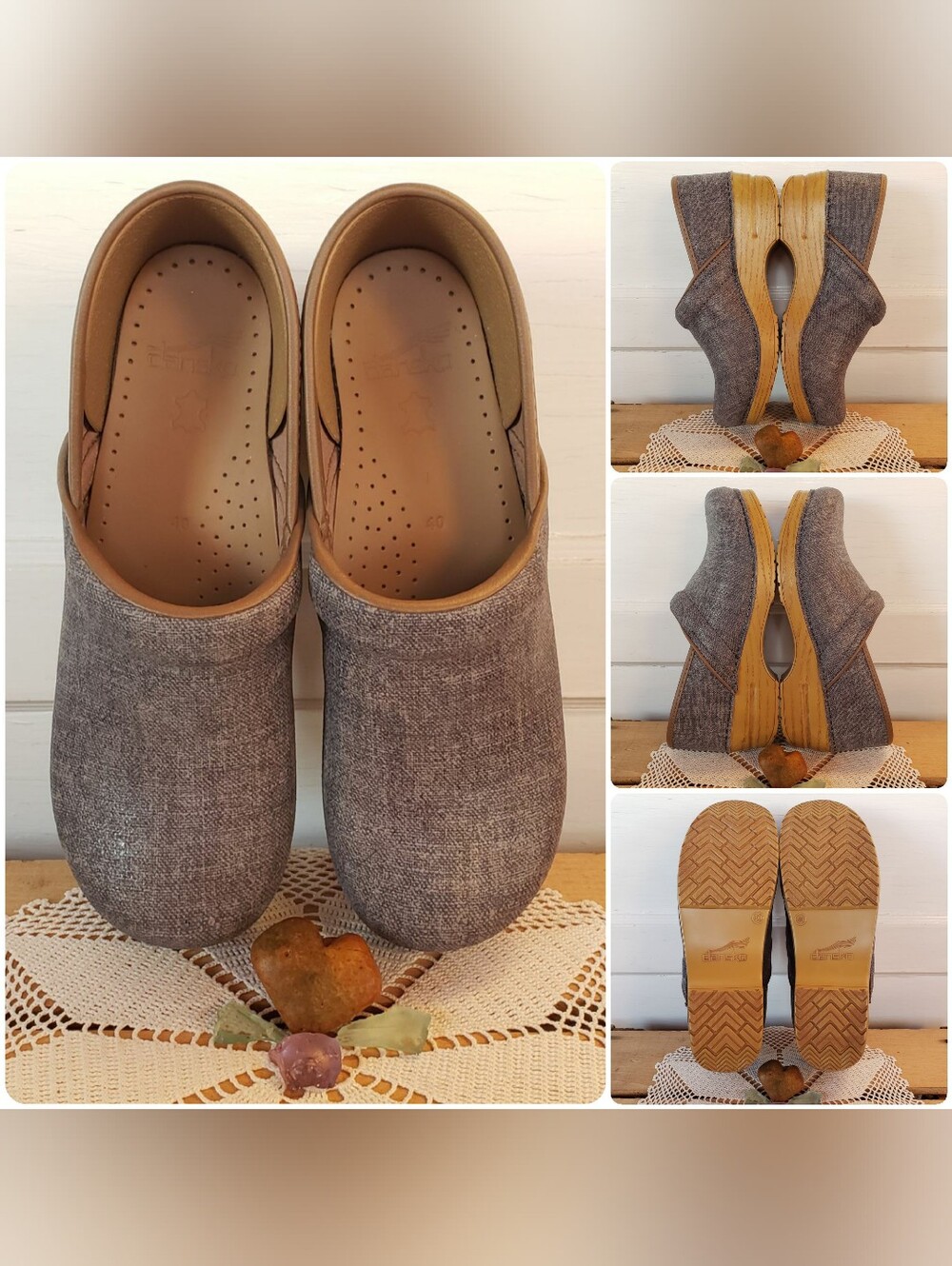 French Blue Dansko Pro Honey Clogs Denim Burnished Cottage Patriotic Prairie ♡ - Picture 11 of 16